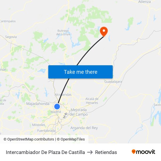 Intercambiador De Plaza De Castilla to Retiendas map
