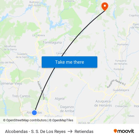 Alcobendas - S. S. De Los Reyes to Retiendas map