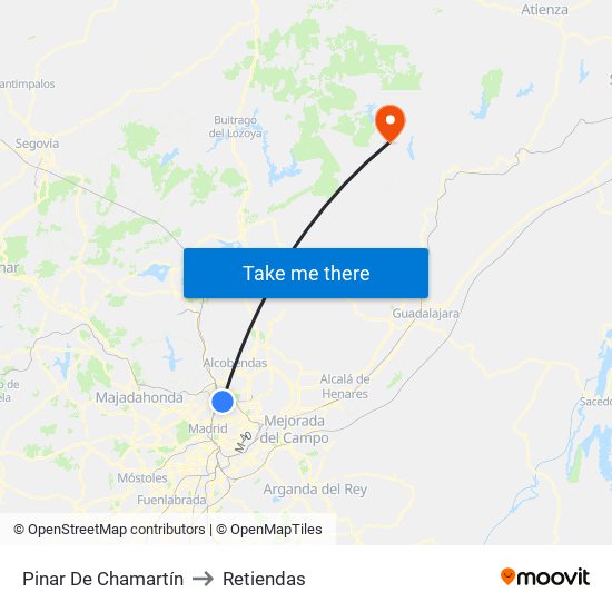 Pinar De Chamartín to Retiendas map