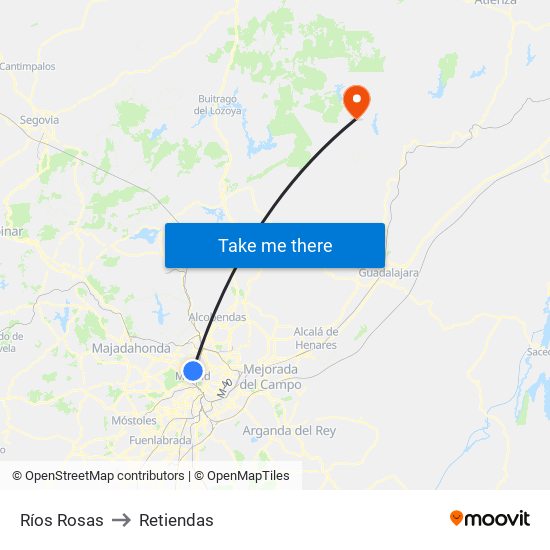 Ríos Rosas to Retiendas map