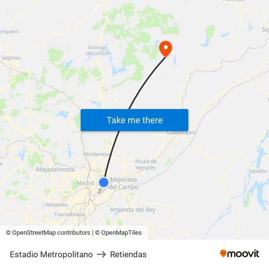 Estadio Metropolitano to Retiendas map