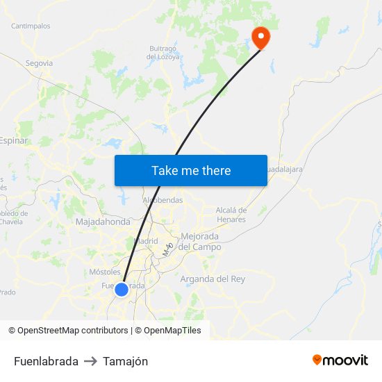 Fuenlabrada to Tamajón map