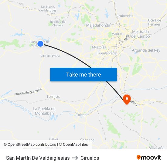 San Martín De Valdeiglesias to Ciruelos map