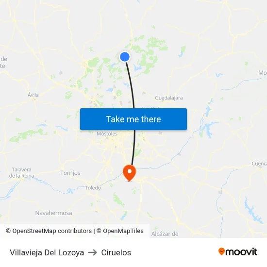 Villavieja Del Lozoya to Ciruelos map