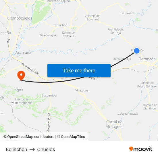 Belinchón to Ciruelos map