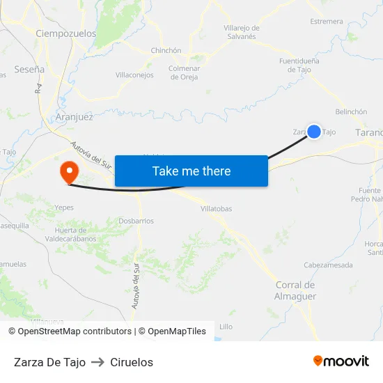 Zarza De Tajo to Ciruelos map