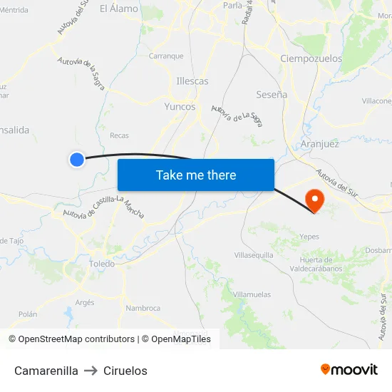 Camarenilla to Ciruelos map