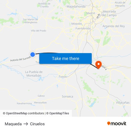 Maqueda to Ciruelos map