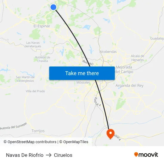 Navas De Riofrío to Ciruelos map