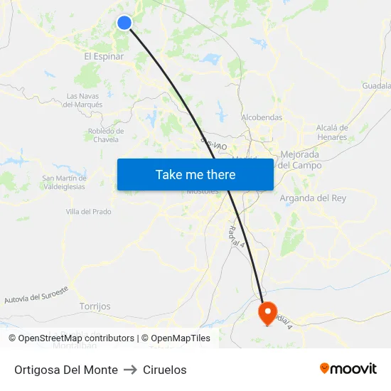 Ortigosa Del Monte to Ciruelos map