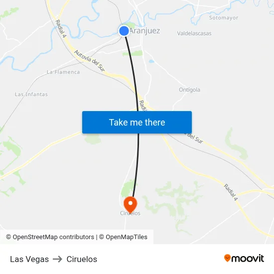 Las Vegas to Ciruelos map
