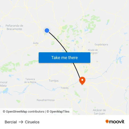 Bercial to Ciruelos map