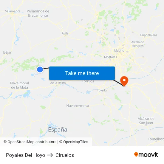 Poyales Del Hoyo to Ciruelos map