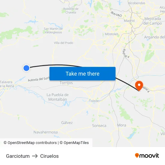 Garciotum to Ciruelos map