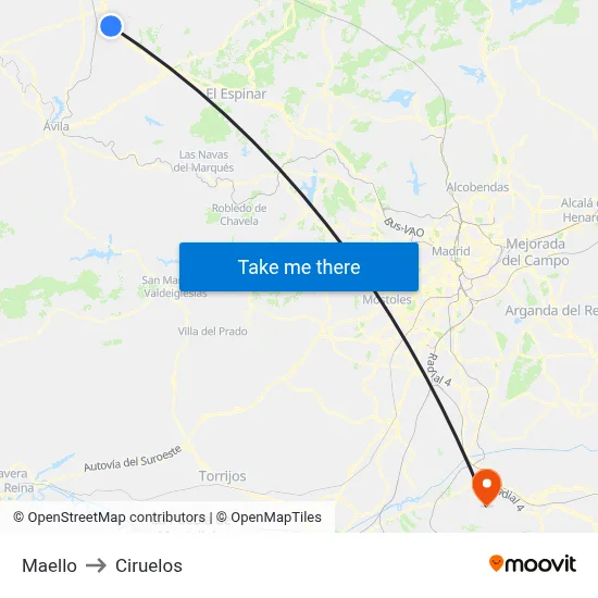 Maello to Ciruelos map
