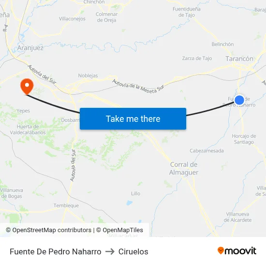 Fuente De Pedro Naharro to Ciruelos map