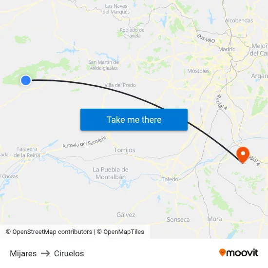 Mijares to Ciruelos map