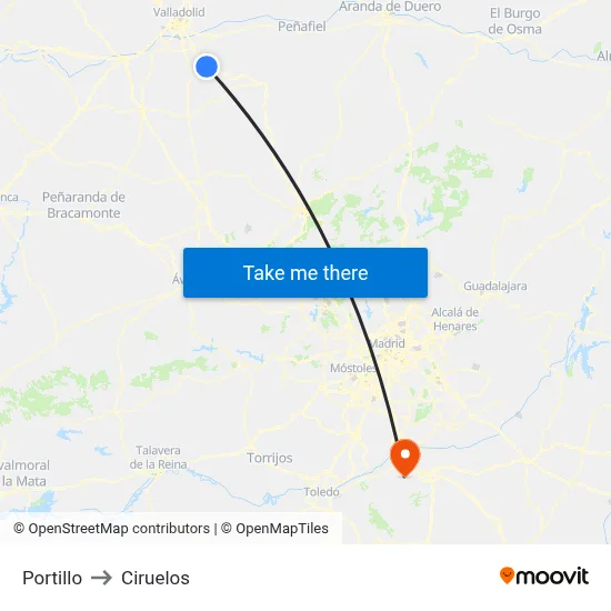 Portillo to Ciruelos map