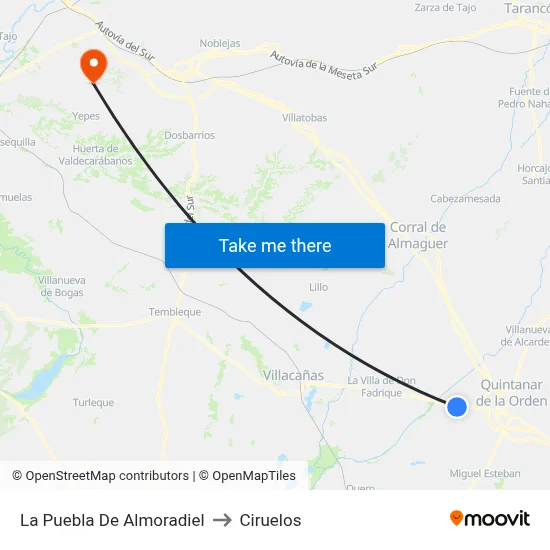 La Puebla De Almoradiel to Ciruelos map
