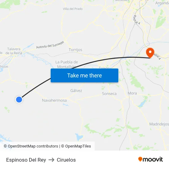 Espinoso Del Rey to Ciruelos map