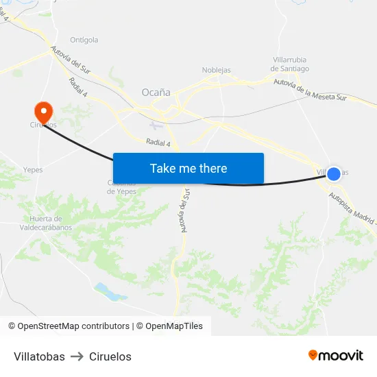 Villatobas to Ciruelos map