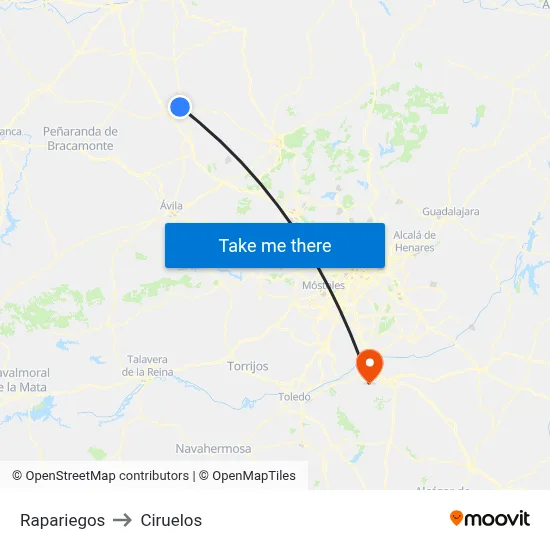 Rapariegos to Ciruelos map