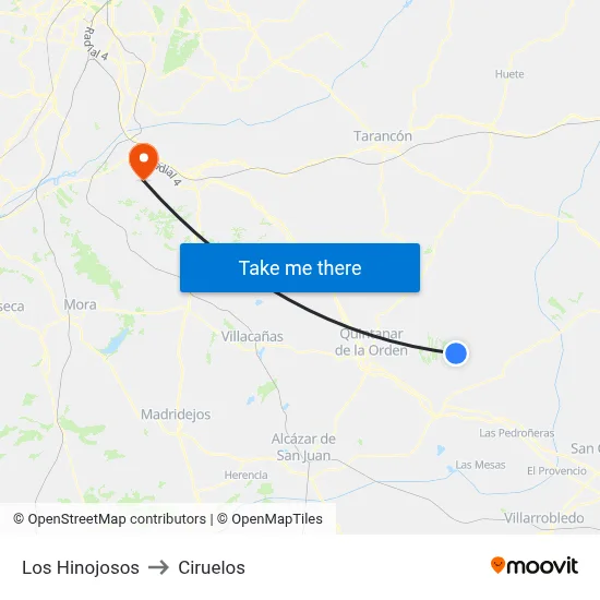 Los Hinojosos to Ciruelos map