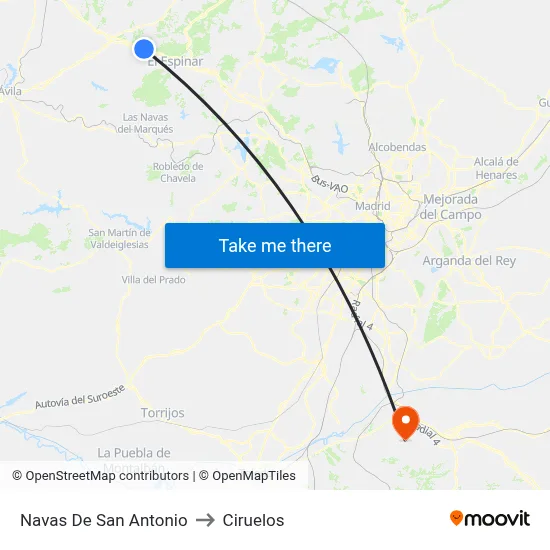 Navas De San Antonio to Ciruelos map