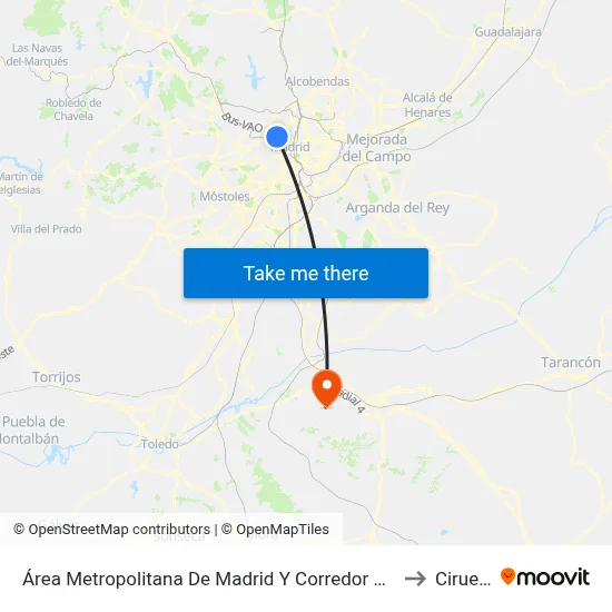 Área Metropolitana De Madrid Y Corredor Del Henares to Ciruelos map