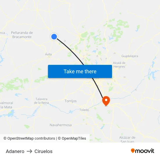 Adanero to Ciruelos map