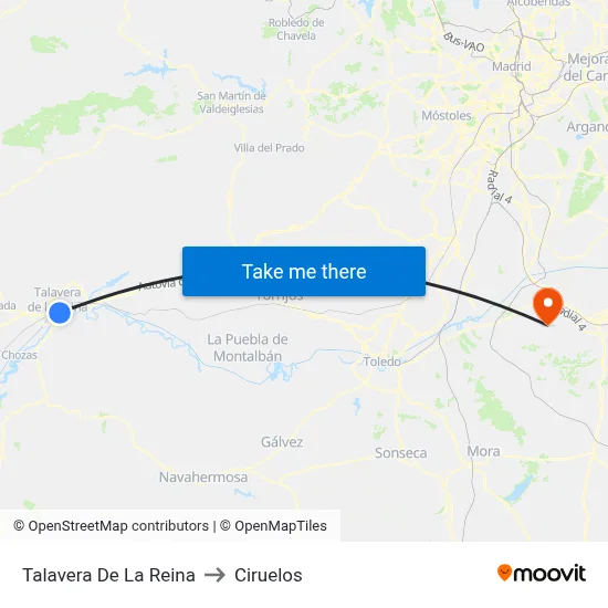 Talavera De La Reina to Ciruelos map