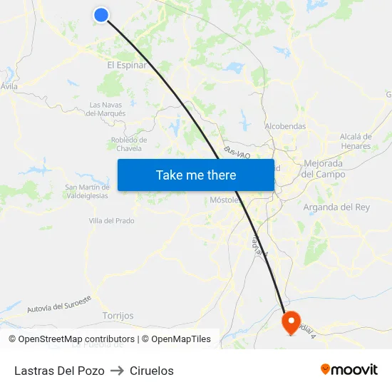 Lastras Del Pozo to Ciruelos map