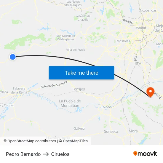 Pedro Bernardo to Ciruelos map