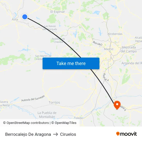 Berrocalejo De Aragona to Ciruelos map