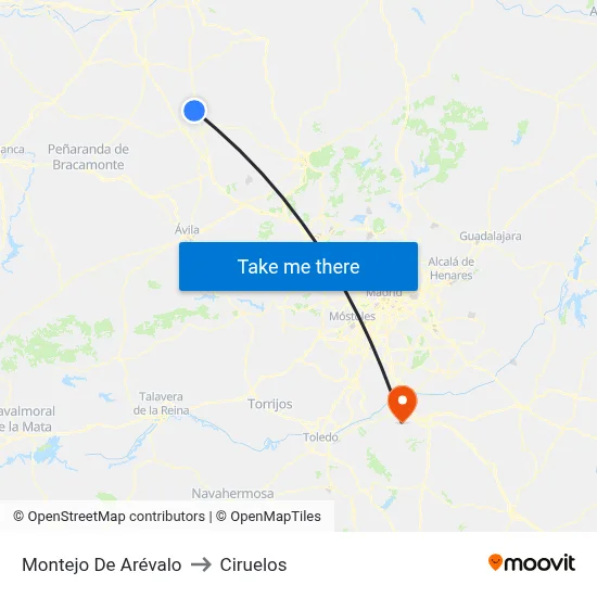 Montejo De Arévalo to Ciruelos map