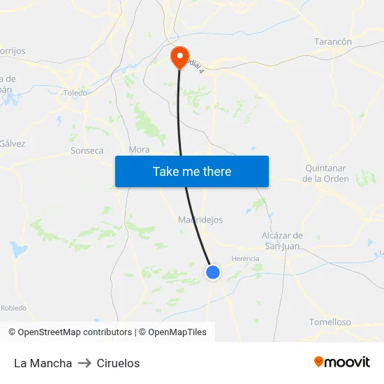 La Mancha to Ciruelos map