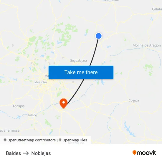 Baides to Noblejas map