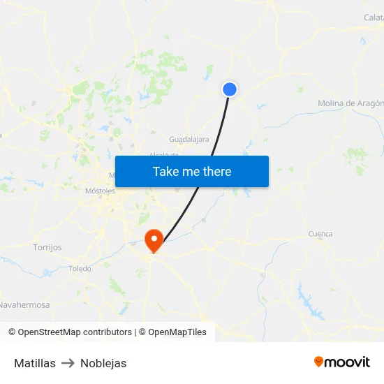 Matillas to Noblejas map