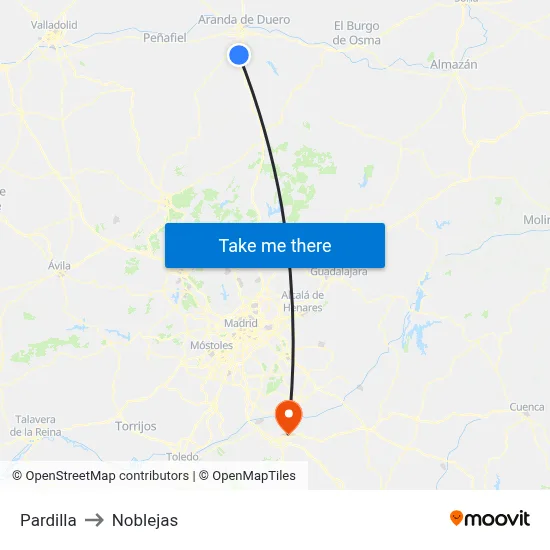 Pardilla to Noblejas map