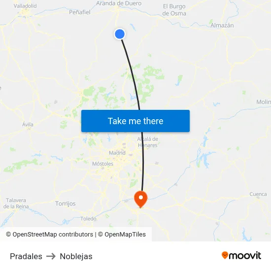 Pradales to Noblejas map