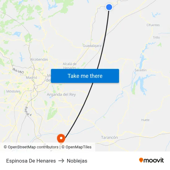 Espinosa De Henares to Noblejas map