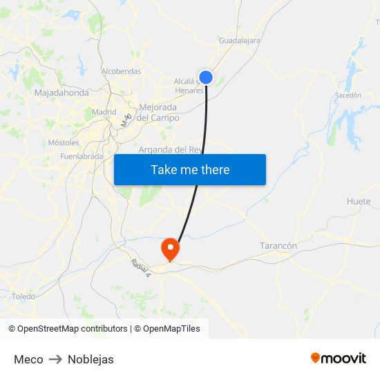 Meco to Noblejas map