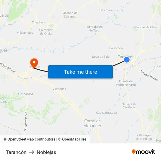 Tarancón to Noblejas map