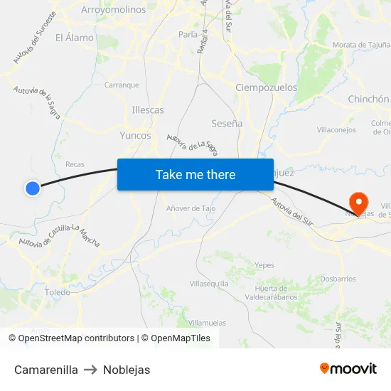 Camarenilla to Noblejas map