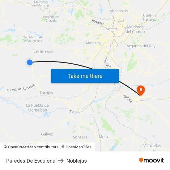 Paredes De Escalona to Noblejas map