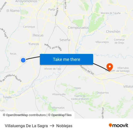 Villaluenga De La Sagra to Noblejas map