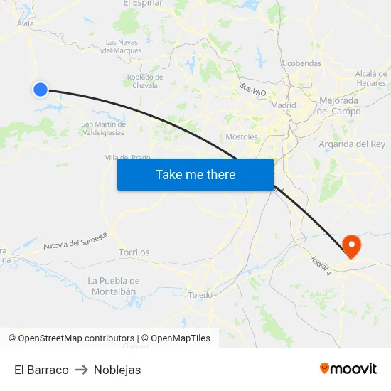 El Barraco to Noblejas map