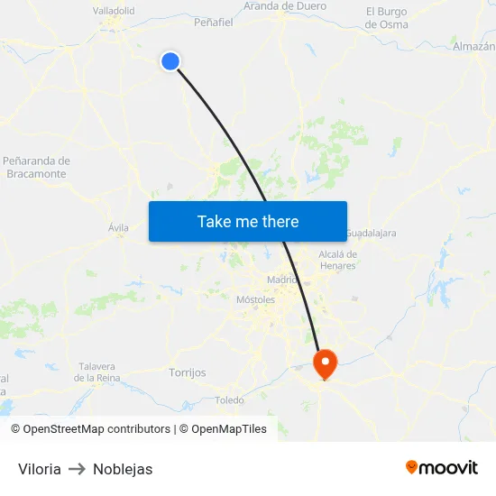 Viloria to Noblejas map