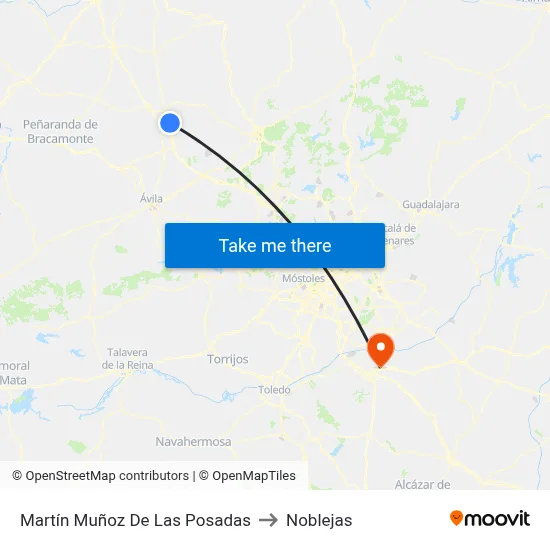 Martín Muñoz De Las Posadas to Noblejas map
