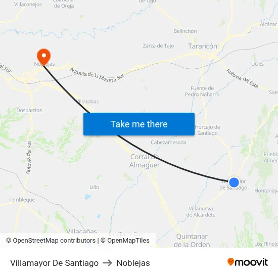 Villamayor De Santiago to Noblejas map